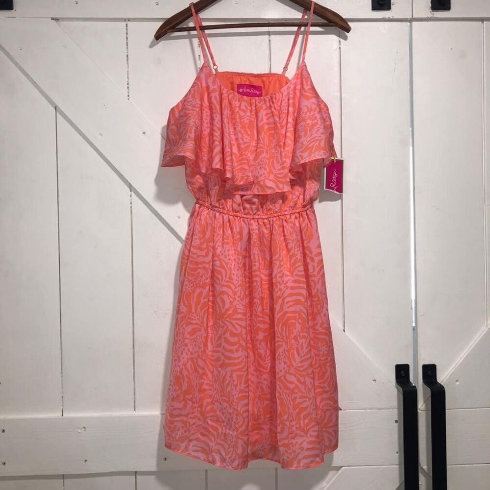 Lilly Pulitzer For Target Women's SmallPeach Ruffle Sleeveless Dress Giraffe NWT